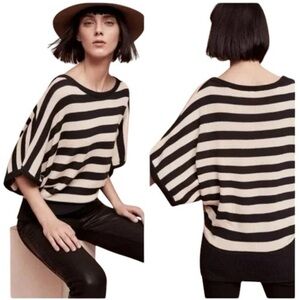 Moth Black Ivory Stripe Oversized Knit Slouchy Sweater RHEA Dolman Size Medium